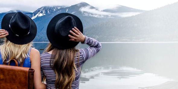 Girls traveling mountains