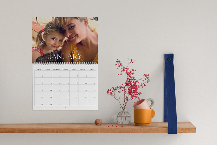 Photobox personalised photo calendar featuring a smiling mother and daughter; a practical mother’s day gift idea for 2026.
