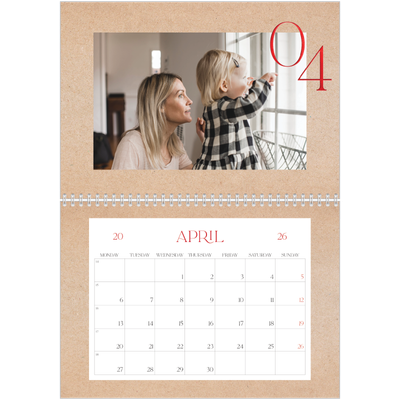 A4 Double Photo Calendar — Pops of red [April]