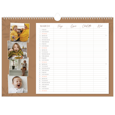 Family Planners A3 Landscape — Down to earth Planner - Family of 4 [March]