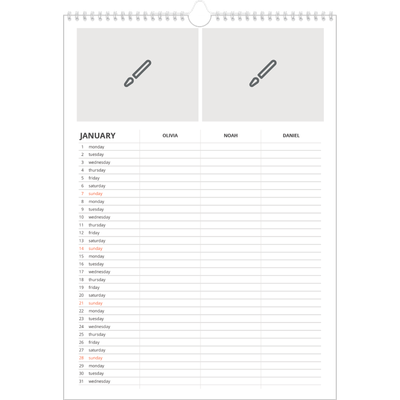 A3 Family Planner — Design your own planner - Family of 3 [January]