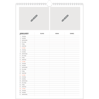 A3 Photo Calendar — Design your own planner - Family of 3