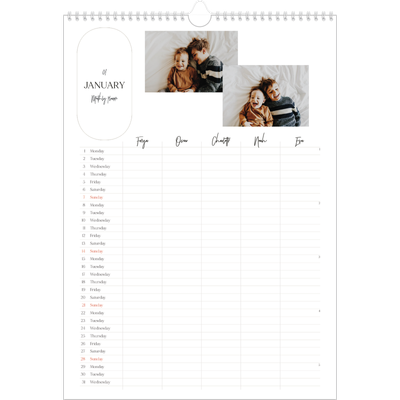 A3 Family Planner — Making plans Planner - Family of 5 [January]