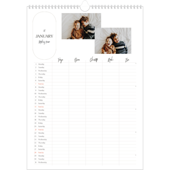 A3 Photo Calendar — Making plans Planner - Family of 5