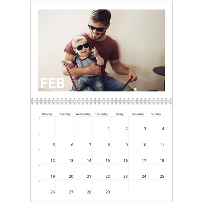 A4 Double Photo Calendar — Big month [February]