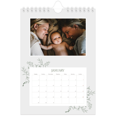 A5 Photo Calendar — Hand drawn flowers [January]