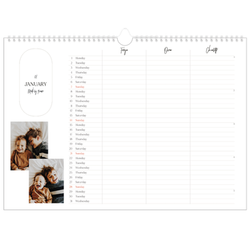 A3 Landscape Photo Calendar — Making plans Planner - Family of 3