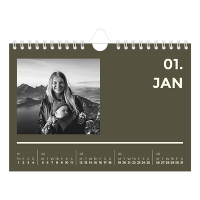 A5 Landscape Photo Calendar — Contemporary bold [January]