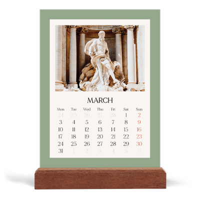 Easel Desk Calendar Portrait  — Classic colours [March]