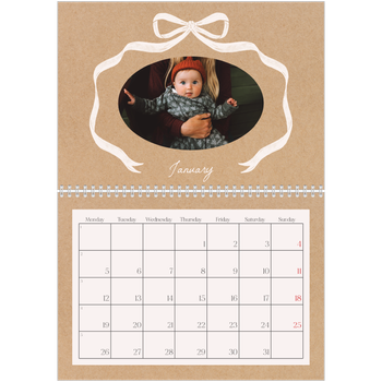 A4 Double Photo Calendar — Kraft and bow
