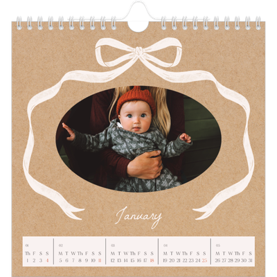 Square calendars  — Kraft and bow [January]