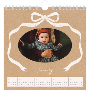 Square Photo Calendar — Kraft and bow
