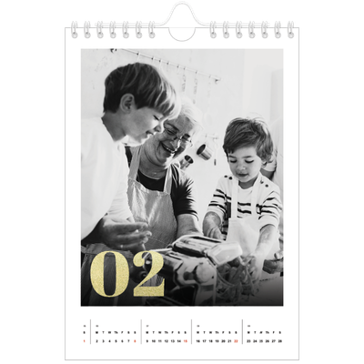 A5 Photo Calendar — Large glitter numbers [February]