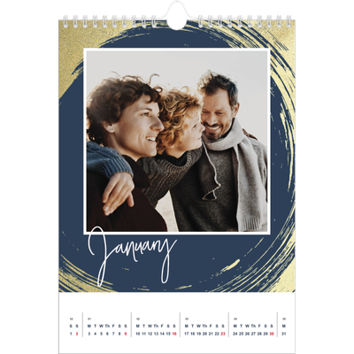 A4 Photo Calendar — Gold brush backgrounds [January]