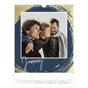 A4 Photo Calendar — Gold brush backgrounds