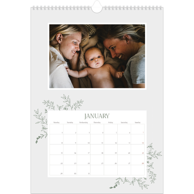 A3 photo calendars — Hand drawn flowers [January]