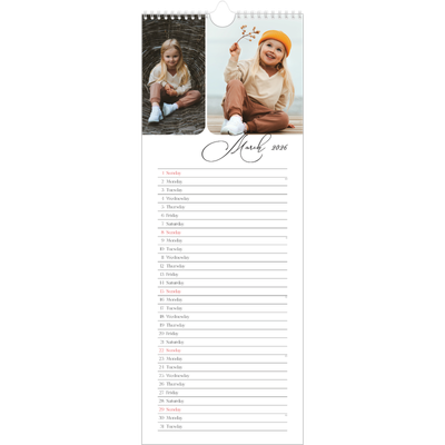 Slim Calendar  — Snapshots and script [March]