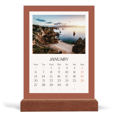 Easel Desk Calendar Portrait  — Classic colours [January]