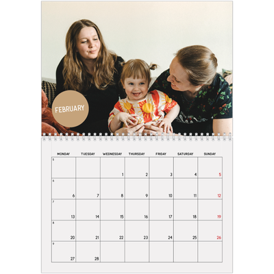 A4 Double Photo Calendar — Photo sticker [February]