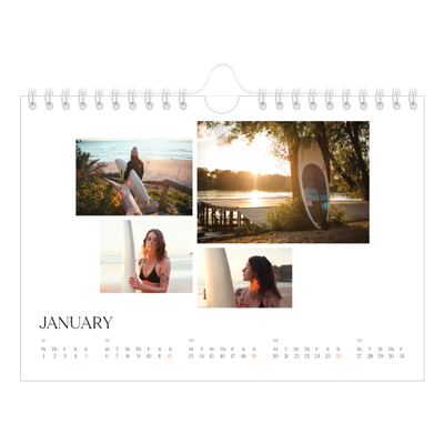 A5 Landscape Photo Calendar — Surfing sunsets [January]