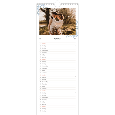 Slim Calendar  — Elegant floral [March]