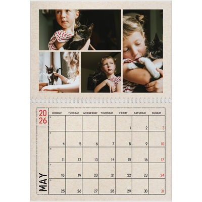A4 Double Photo Calendar — Craft stamp effect [cover]