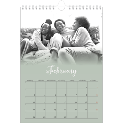 A4 Photo Calendar — Misty green [February]