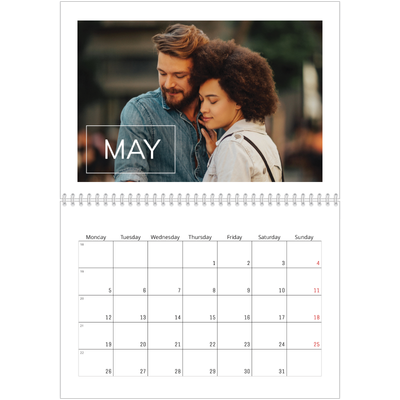 A4 Double Photo Calendar — Date box overlay [May]