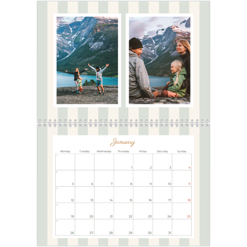 A4 Double Photo Calendar — Script and stripes