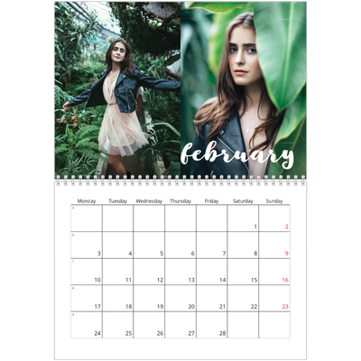 A4 Double Photo Calendar — Simple script [February]
