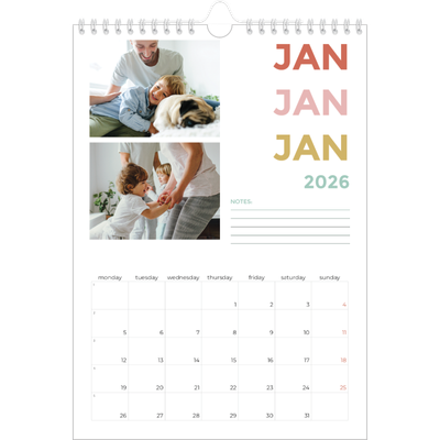 A4 Photo Calendar — Colourful type [January]