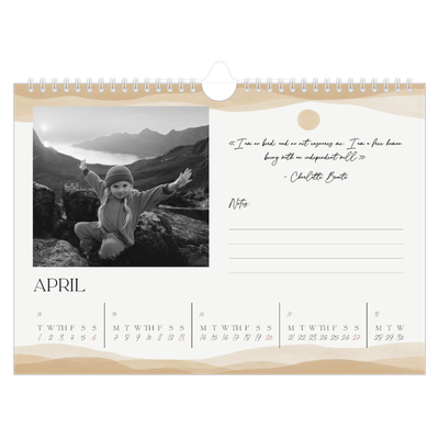 A4 Landscape Photo Calendar — Wellbeing quotes [April]