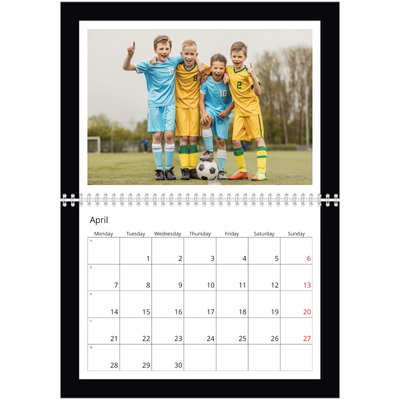 A4 Double Photo Calendar — Black frame [April]