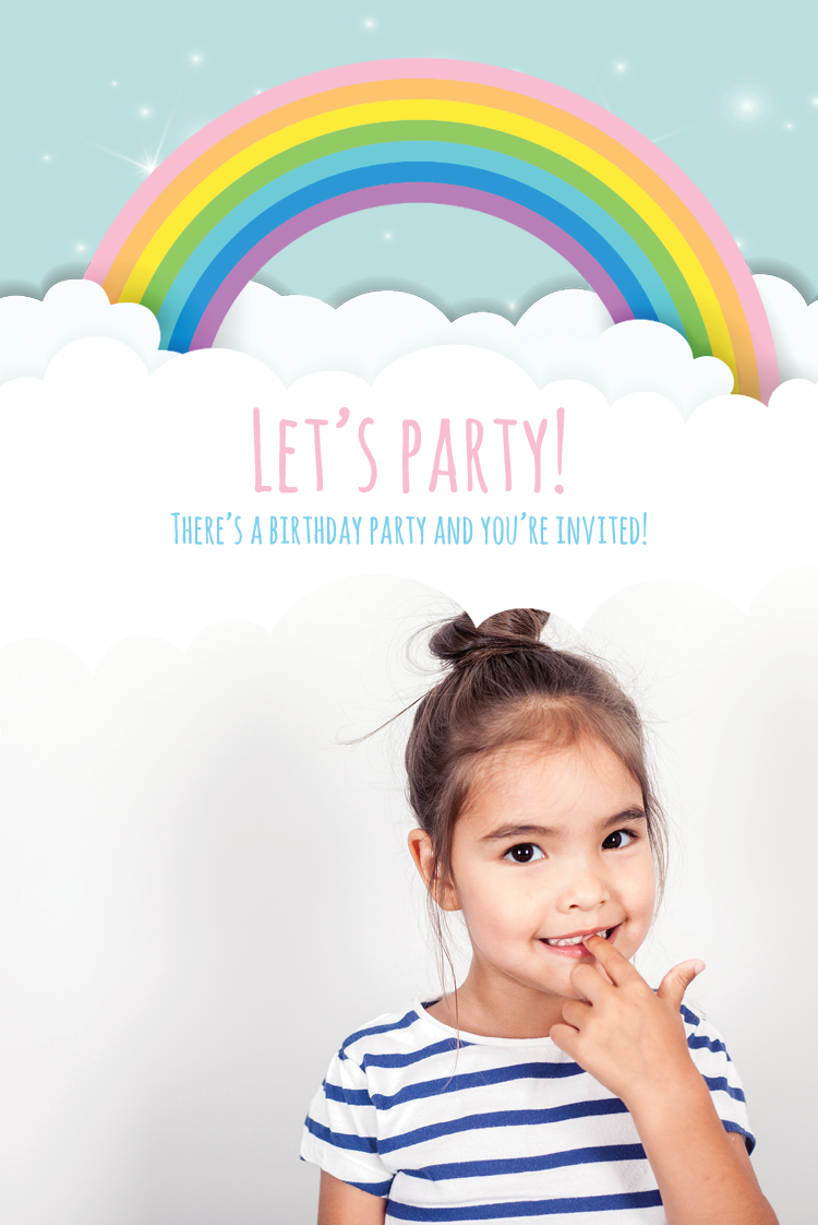 Invitations — Fluffy rainbow clouds