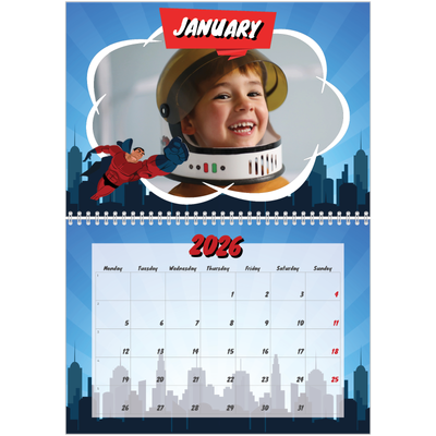 A4 Double Photo Calendar — Comic book [January]