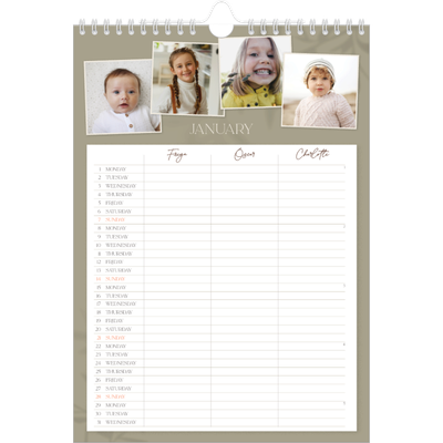 A4 Family Planner — Down to earth Planner - Family of 3 [January]