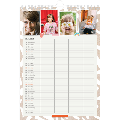 A4 Family Planner — Rustic Planner - Family of 4 [January]