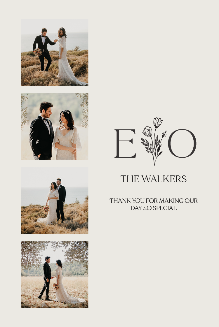 Thank you cards — Initials in bloom