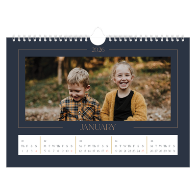 A4 Landscape Photo Calendar — Prussian blue [January]