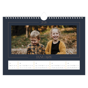 A4 Landscape Photo Calendar — Prussian blue
