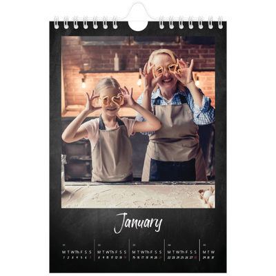 A5 Photo Calendar — Chalkboard style [January]