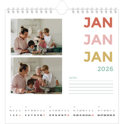 Square calendars  — Colourful type [January]