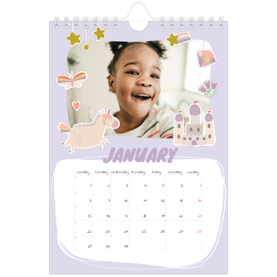 A5 Photo Calendar — Rainbow unicorn [January]