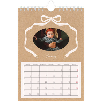 A5 Photo Calendar — Kraft and bow [January]