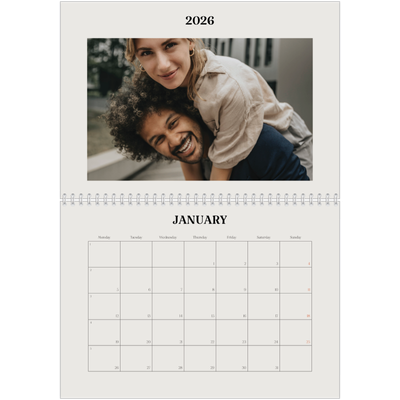 A4 Double Photo Calendar — Simple ivory [January]