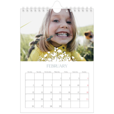 A5 Photo Calendar — Flower motif [February]