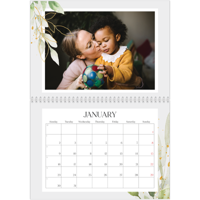 A4 Double Photo Calendar — Floral splash [January]