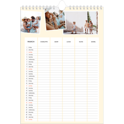 A4 Family Planner — Modern Planner - Family of 5 [March]