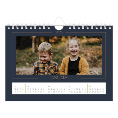 A5 Landscape Photo Calendar — Prussian blue [January]