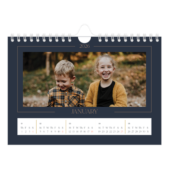 A5 Landscape Photo Calendar — Prussian blue